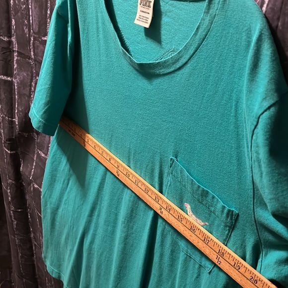 VICTORIA'S SECRET PINK T-Shirt MINT AQUA TEAL #86 BLING Sequined RARE HTF Sz XL - Picture 10 of 16